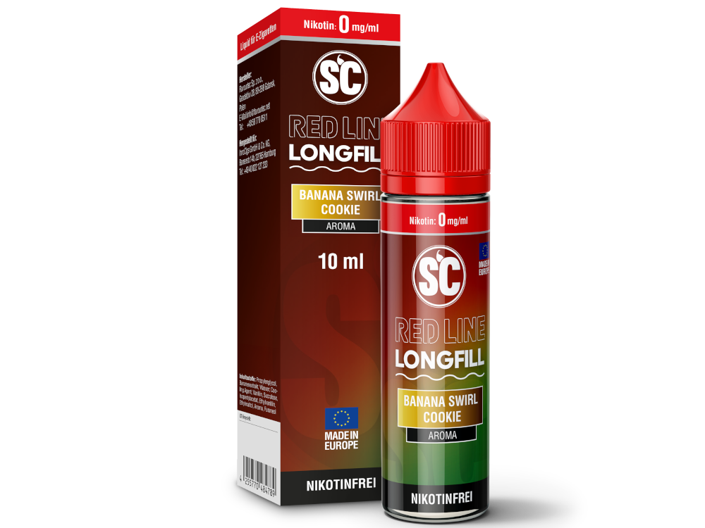 SC - Red Line - Banana Swirl Cookie - 10ml Longfill Aroma (60ml Flasche)