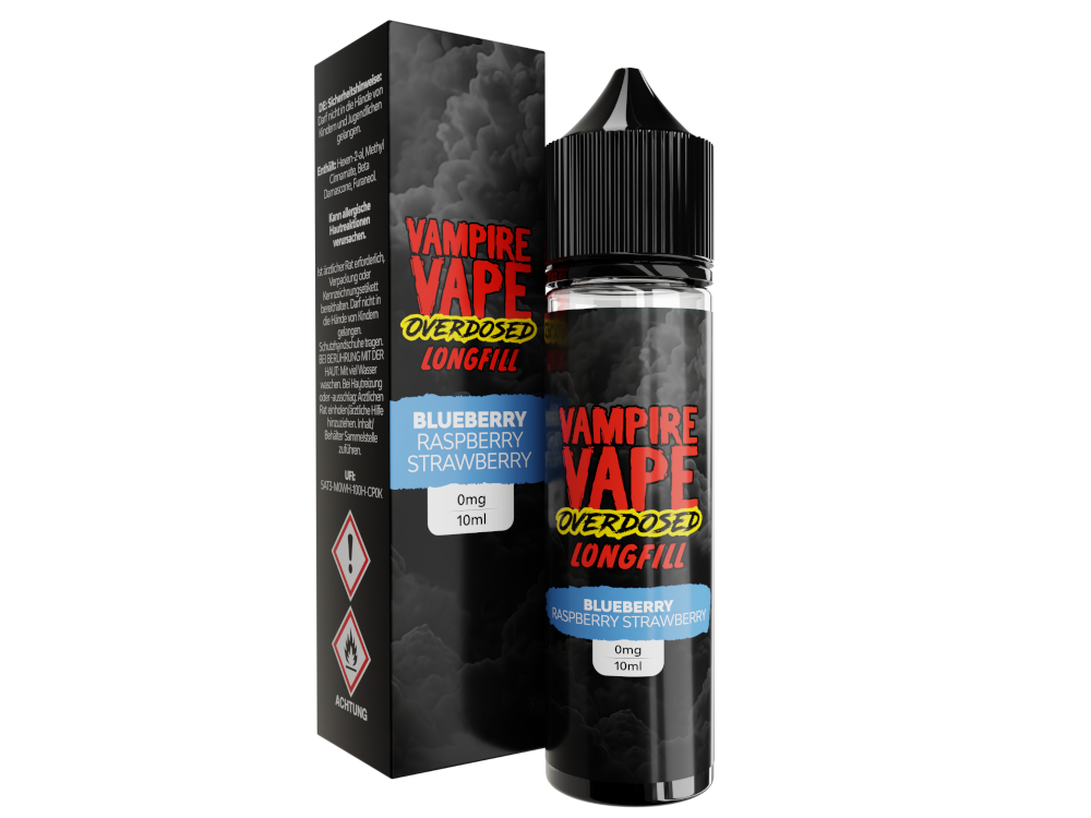 Vampire Vape - Overdosed - Blueberry Raspberry Strawberry - Longfill Aroma 10ml (60ml Flasche)