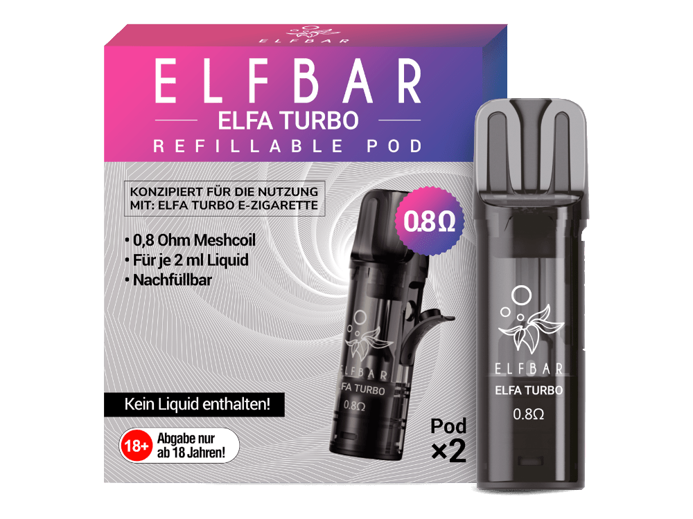 Elfbar - Elfa Turbo - Leer - Pods (2 Stück) - 1er Packung 0,8 Ohm - Vapes4you