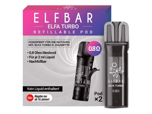 Elfbar - Elfa Turbo - Leer - Pods (2 Stück) - 1er Packung 0,8 Ohm - Vapes4you