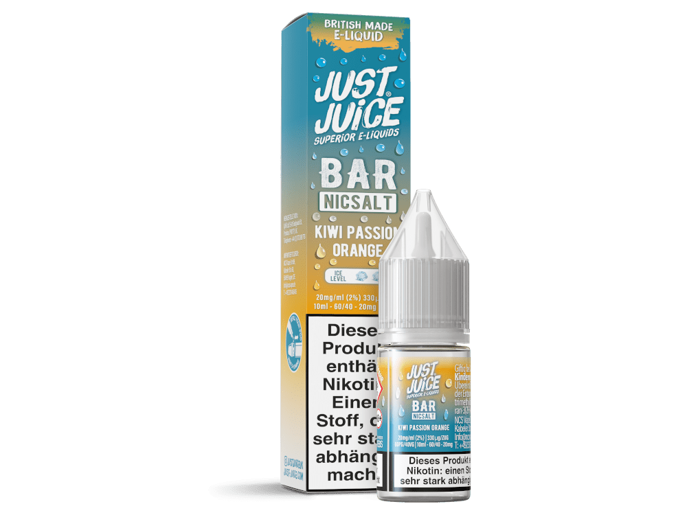 Just Juice - Bar - Kiwi Passion Orange - 10ml Fertigliquid (Nikotinsalz) - Kiwi Passion Orange 1er Packung 20 mg/ml - Vapes4you