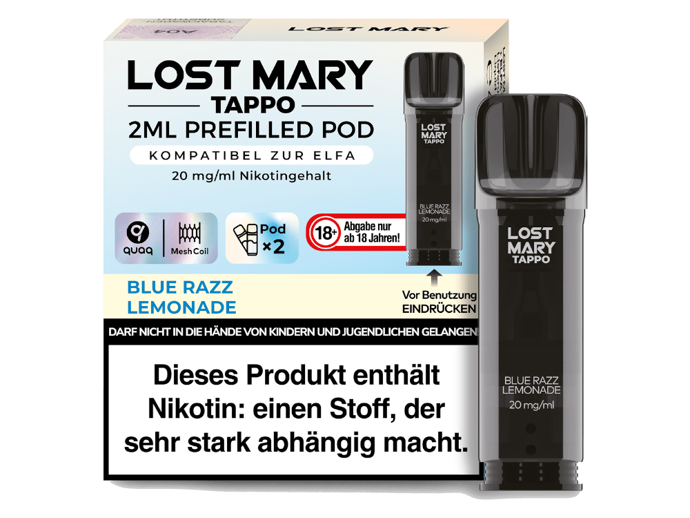 Lost Mary - Tappo - 2ml Prefilled Pods (2 Stück) - Blue Razz Lemonade 1er Packung 20 mg/ml - Vapes4you