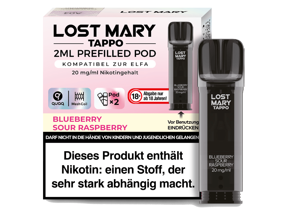Lost Mary - Tappo - 2ml Prefilled Pods (2 Stück) - Blueberry Sour Raspberry 1er Packung 20 mg/ml - Vapes4you