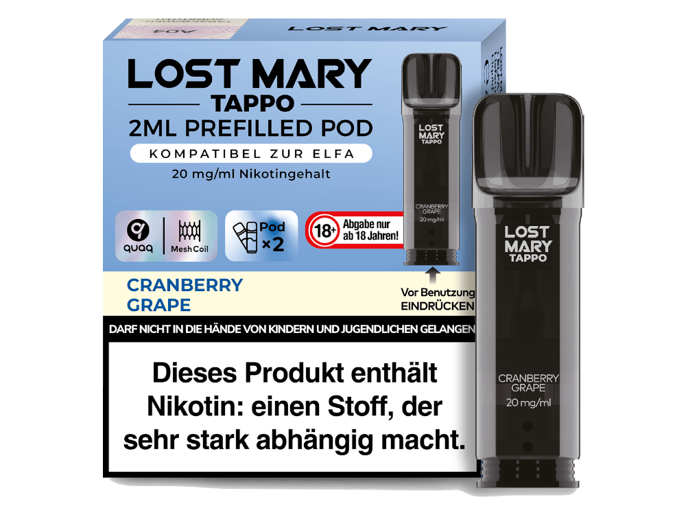 Lost Mary - Tappo - 2ml Prefilled Pods (2 Stück) - Cranberry Grape 1er Packung 20 mg/ml - Vapes4you