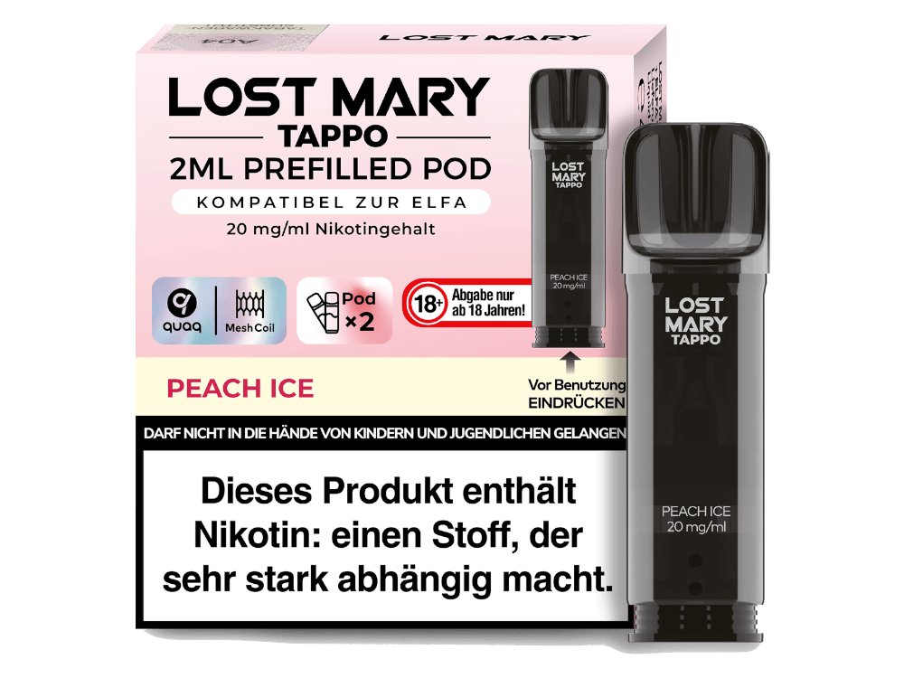 Lost Mary - Tappo - 2ml Prefilled Pods (2 Stück) - Peach Ice 1er Packung 20 mg/ml - Vapes4you