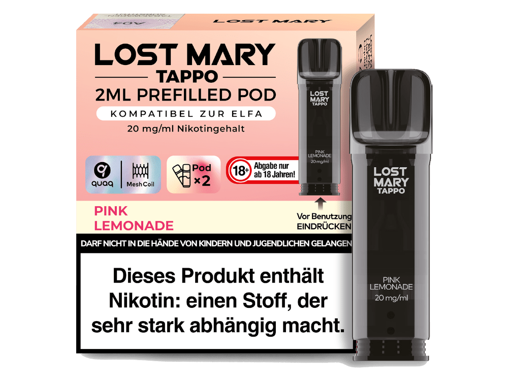 Lost Mary - Tappo - 2ml Prefilled Pods (2 Stück) - Pink Lemonade 1er Packung 20 mg/ml - Vapes4you