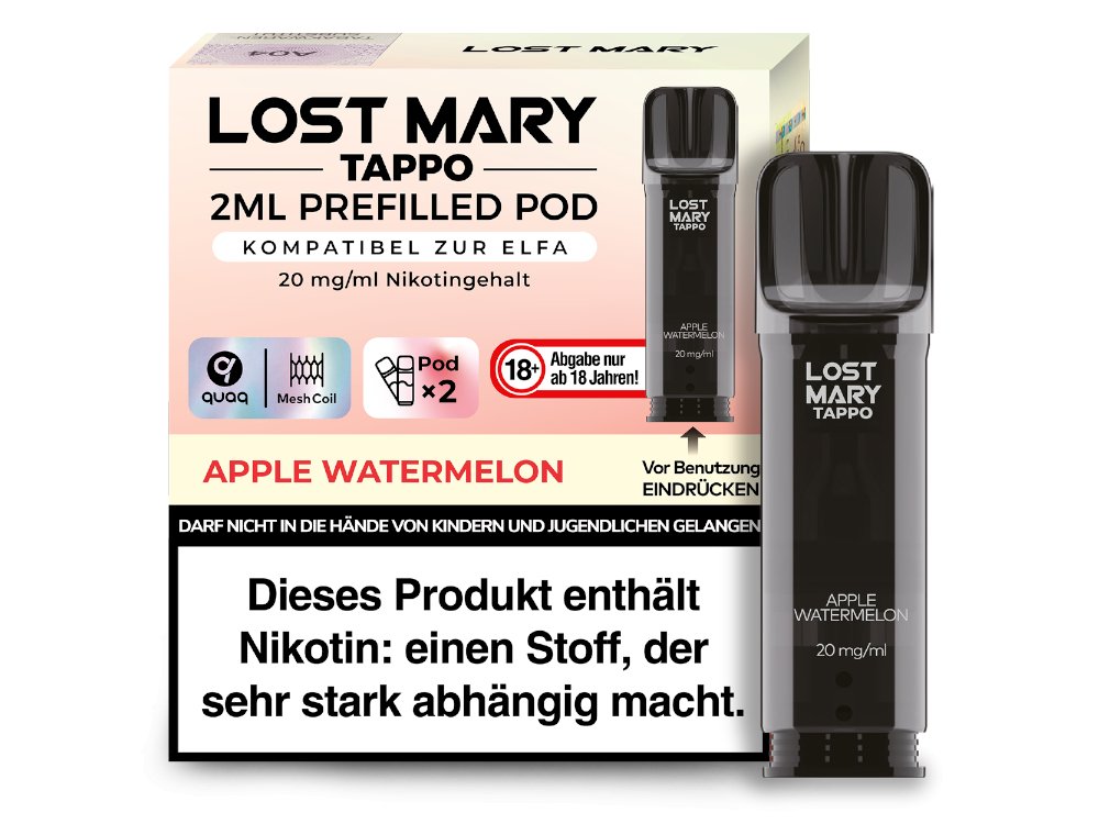 Lost Mary - Tappo - 2ml Prefilled Pods (2 Stück pro Packung) - Apple Watermelon 1er Packung 20 mg/ml - Vapes4you
