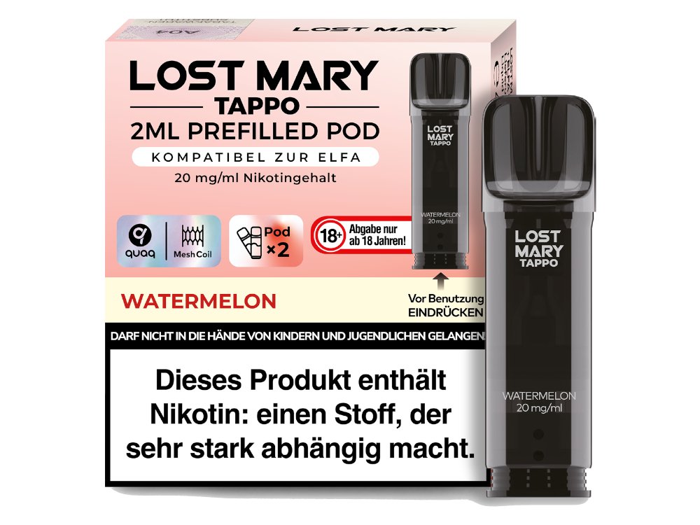 Lost Mary - Tappo - 2ml Prefilled Pods (2 Stück pro Packung) - Watermelon 1er Packung 20 mg/ml - Vapes4you
