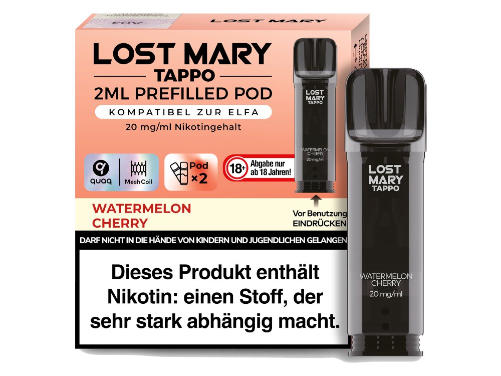 Lost Mary - Tappo - 2ml Prefilled Pods (2 Stück pro Packung) - Watermelon Cherry 1er Packung 20 mg/ml - Vapes4you