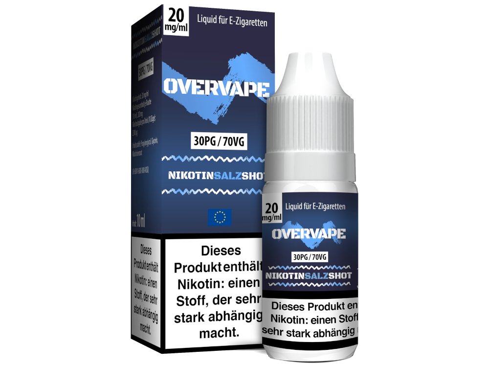 Overvape - Nikotinsalz Shot - 10ml (50PG/50VG oder 30PG/70VG) - 30PG / 70VG 1er Packung 20 mg/ml - Vapes4you