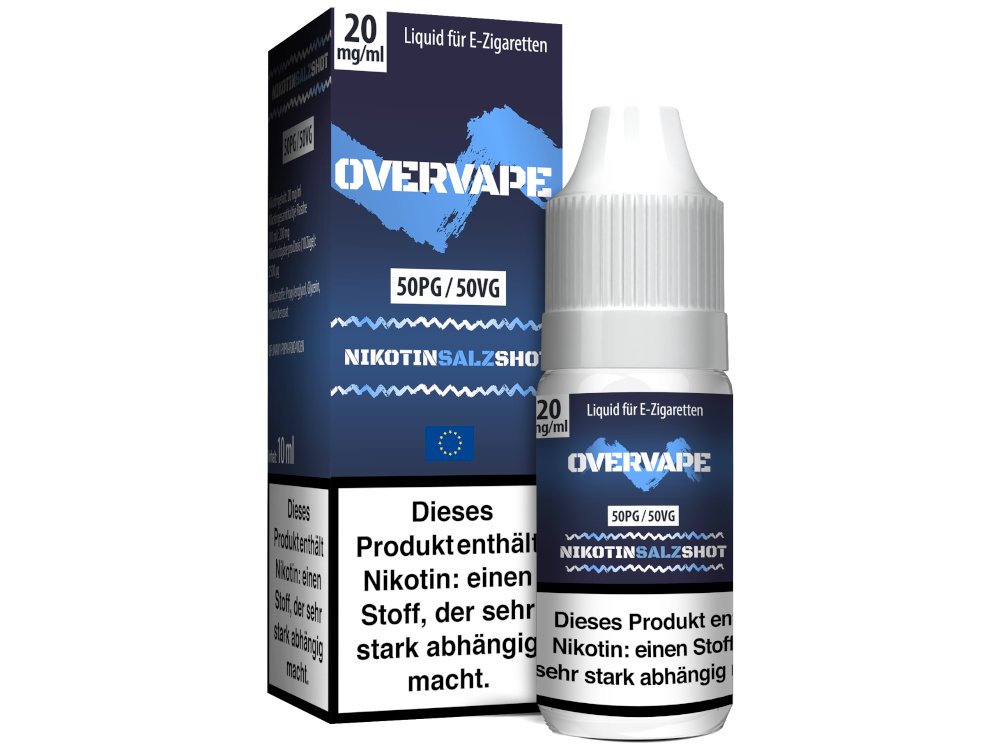 Overvape - Nikotinsalz Shot - 10ml (50PG/50VG oder 30PG/70VG) - 50PG / 50VG 1er Packung 20 mg/ml - Vapes4you