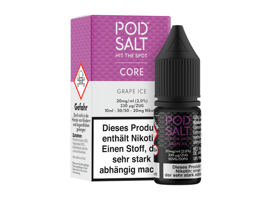 Pod Salt Core - Grape Ice - 10ml Fertigliquid (Nikotinsalz) - Grape Ice 1er Packung 20 mg/ml - Vapes4you