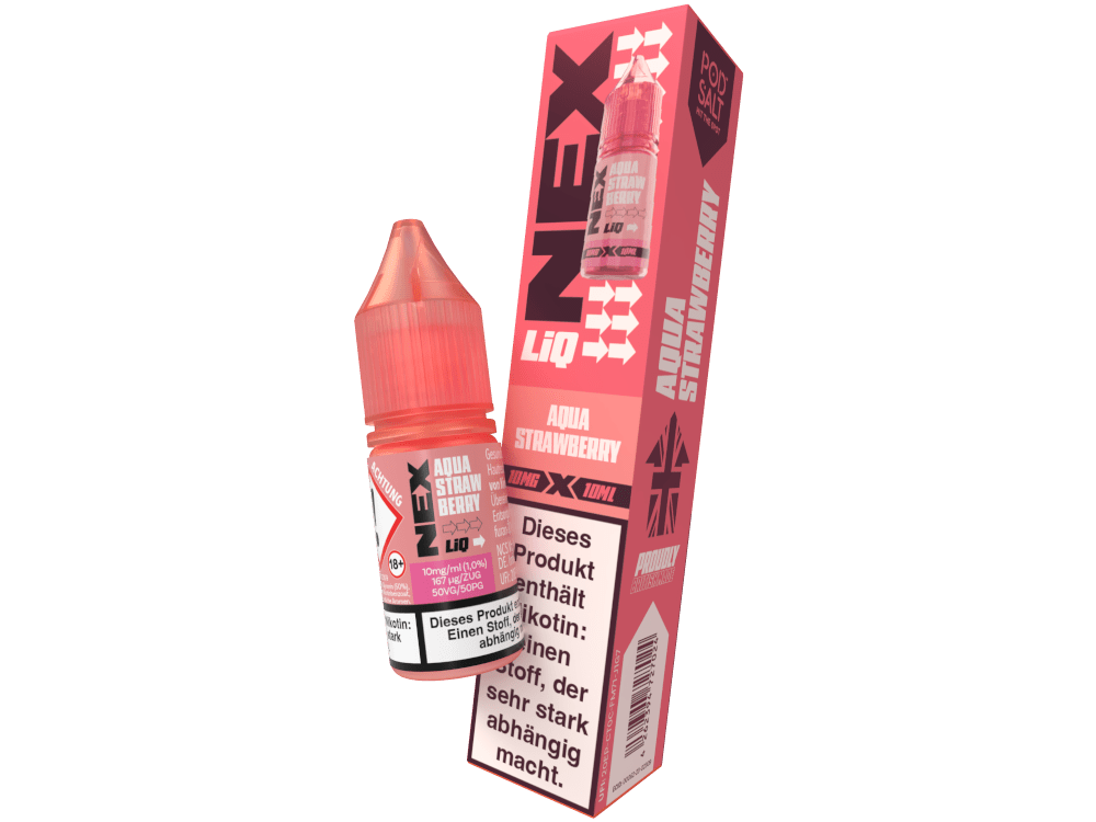 Pod Salt - NexLiq - Aqua Strawberry - 10ml Fertigliquid (Nikotinfrei/Nikotinsalz) - Aqua Strawberry 1er Packung 10 mg/ml - Vapes4you