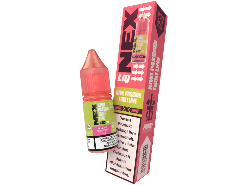 Pod Salt - NexLiq - Kiwi Passionfruit Lime - 10ml Fertigliquid (Nikotinfrei/Nikotinsalz) - Kiwi Passionfruit Lime 1er Packung 0 mg/ml - Vapes4you