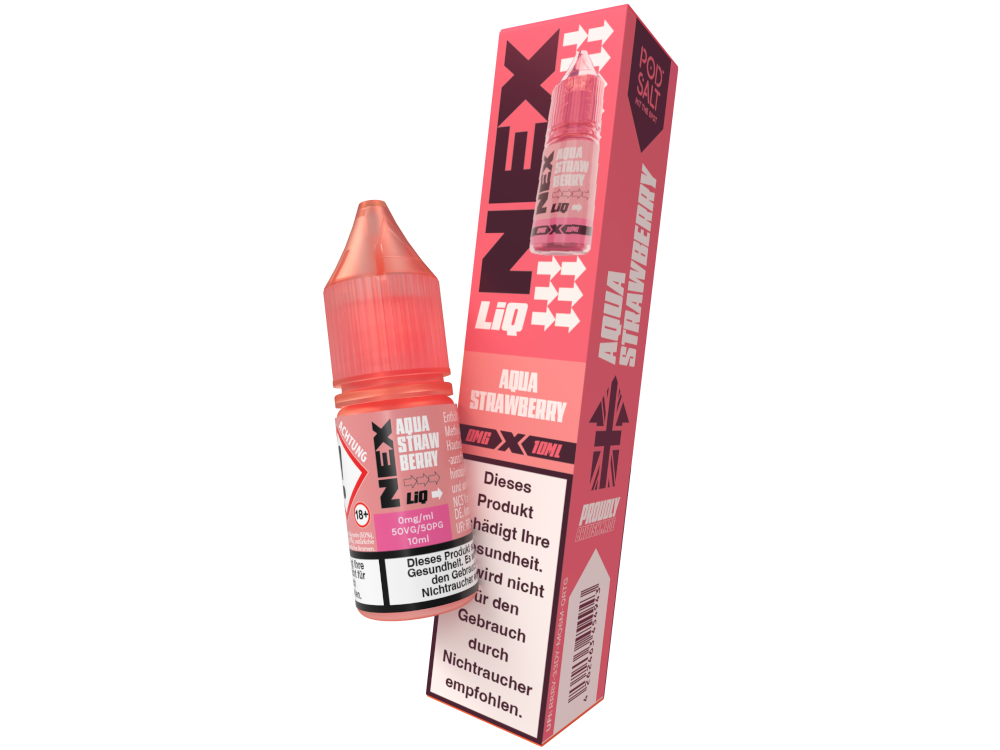 Pod Salt - NexLiq - Aqua Strawberry - 10ml Fertigliquid (Nikotinfrei/Nikotinsalz)