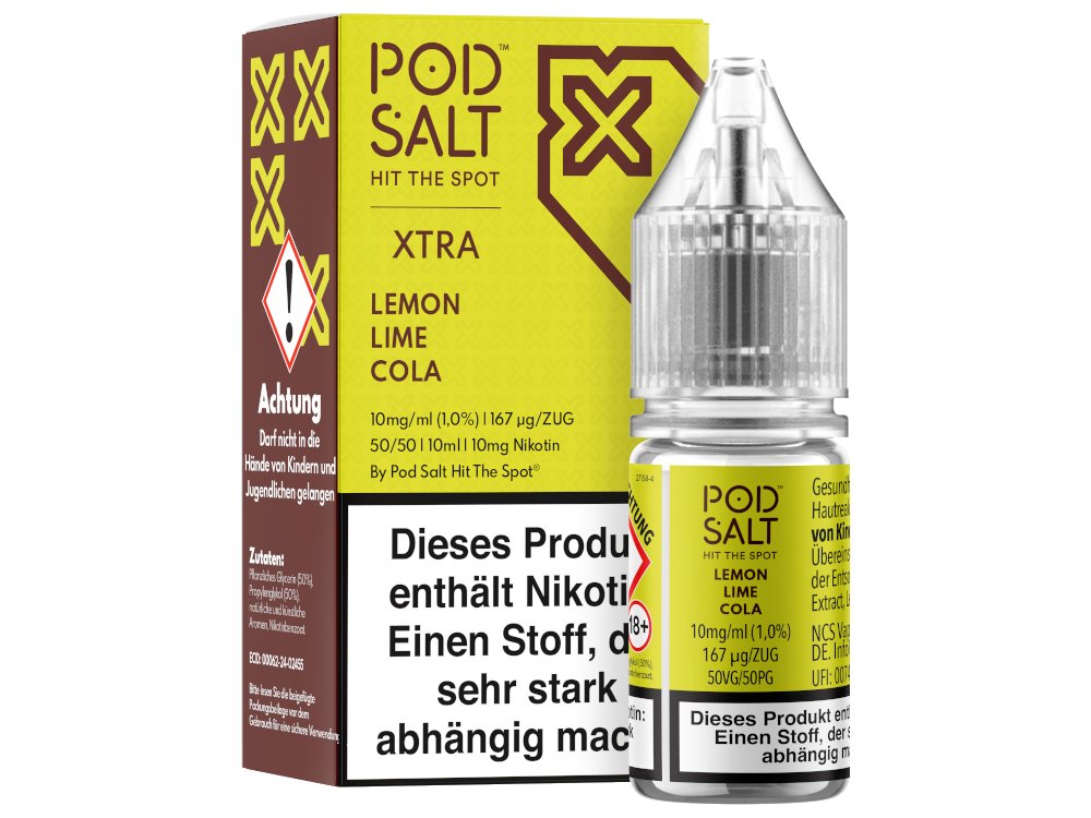 Pod Salt X - Lemon Lime Cola - 10ml Fertigliquid (Nikotinsalz) - Lemon Lime Cola 1er Packung 10 mg/ml - Vapes4you