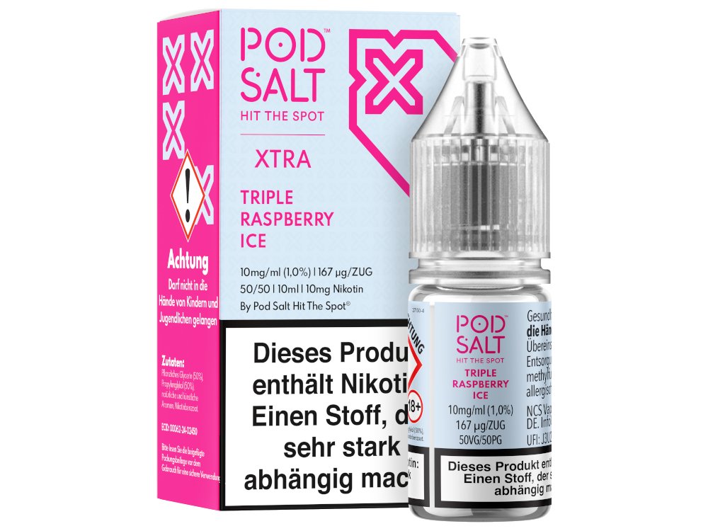 Pod Salt X - Triple Raspberry Ice - 10ml Fertigliquid (Nikotinsalz) - Triple Raspberry Ice 1er Packung 10 mg/ml - Vapes4you