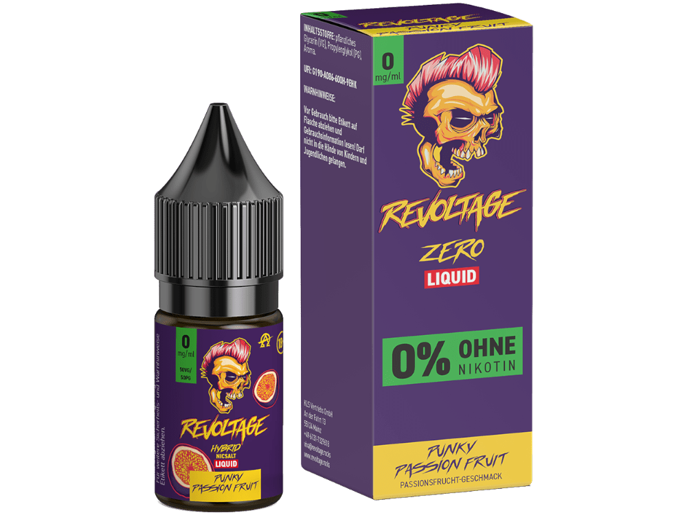 Revoltage - Punky Passion Fruit - 10ml Fertigliquid (Nikotinfrei) - Punky Passion Fruit 1er Packung 0 mg/ml - Vapes4you