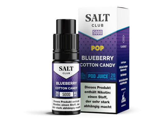 Salt Club - 5000 - Blueberry Cotton Candy - 10ml Fertigliquid (Nikotinsalz) - Blueberry Cotton Candy 1er Packung 20 mg/ml - Vapes4you
