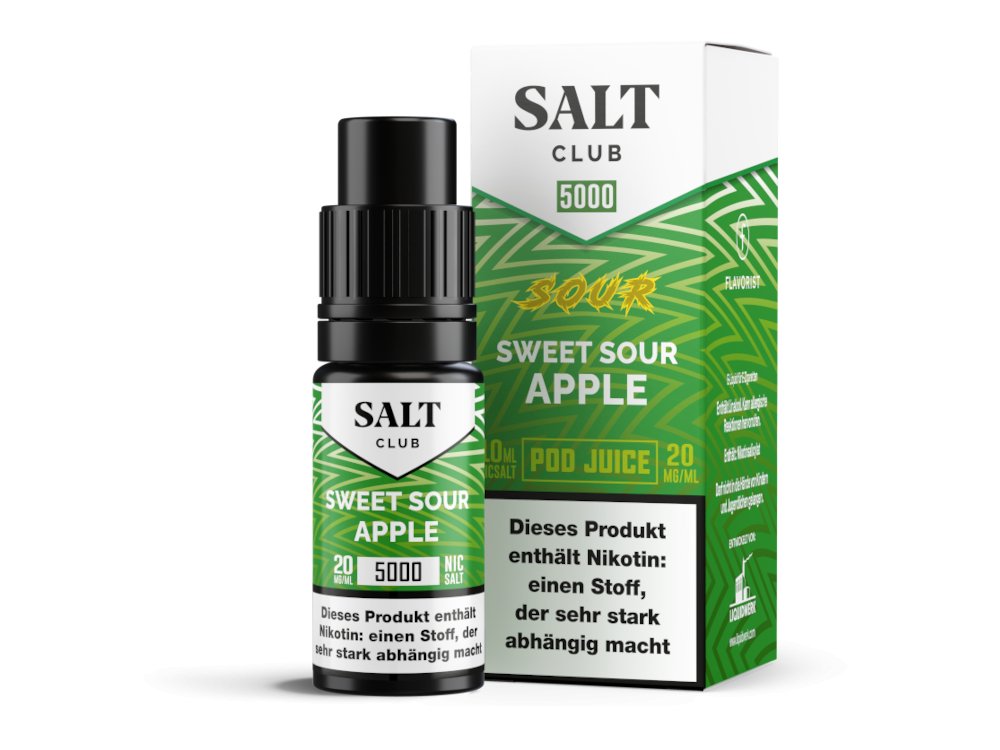 Salt Club - 5000 - Sweet Sour Apple - 10ml Fertigliquid (Nikotinsalz) - Sweet Sour Apple 1er Packung 20 mg/ml - Vapes4you