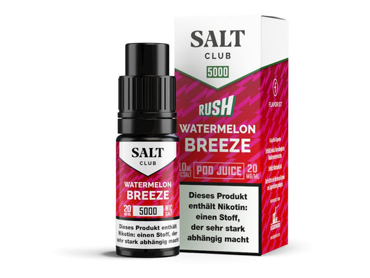 Salt Club - 5000 - Watermelon Breeze - 10ml Fertigliquid (Nikotinsalz) - Watermelon Breeze 1er Packung 20 mg/ml - Vapes4you