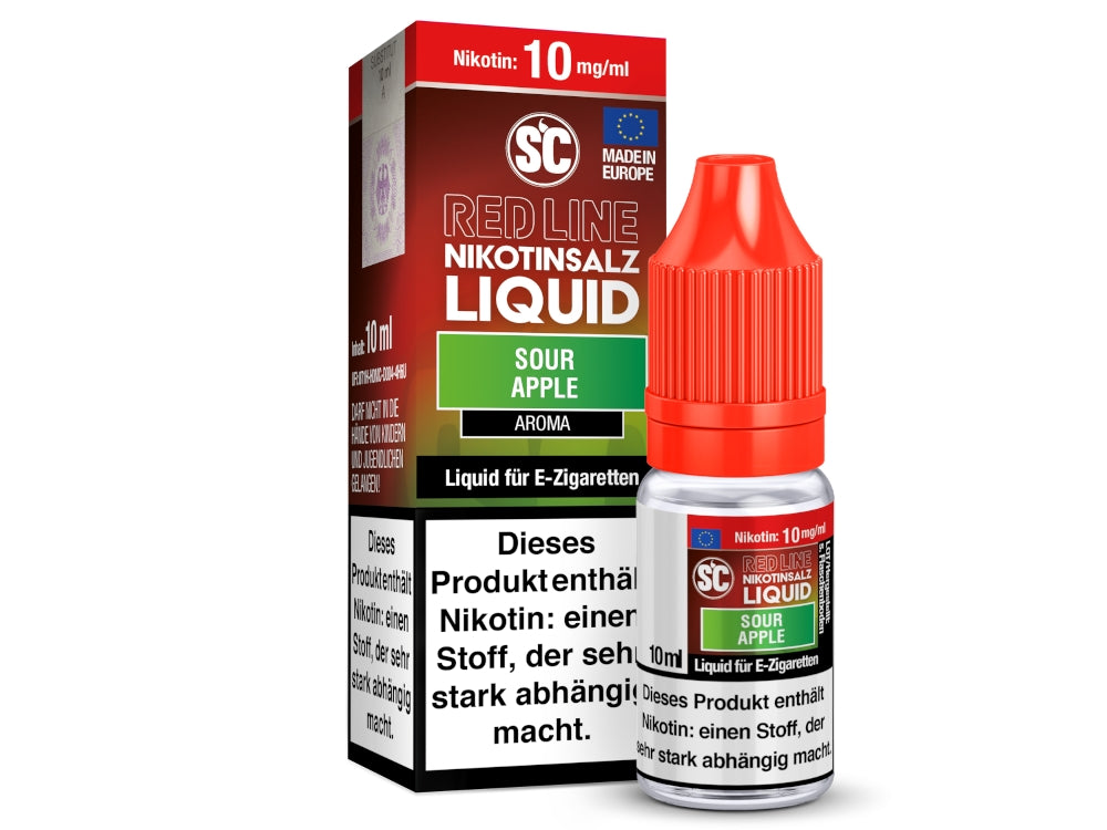 SC - Red Line - Sour Apple - 10ml Fertigliquid (Nikotinfrei/Nikotinsalz)