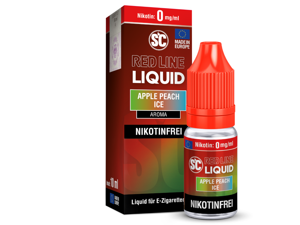 SC - Red Line - Apple Peach Ice - 10ml Fertigliquid (Nikotinfrei/Nikotinsalz)