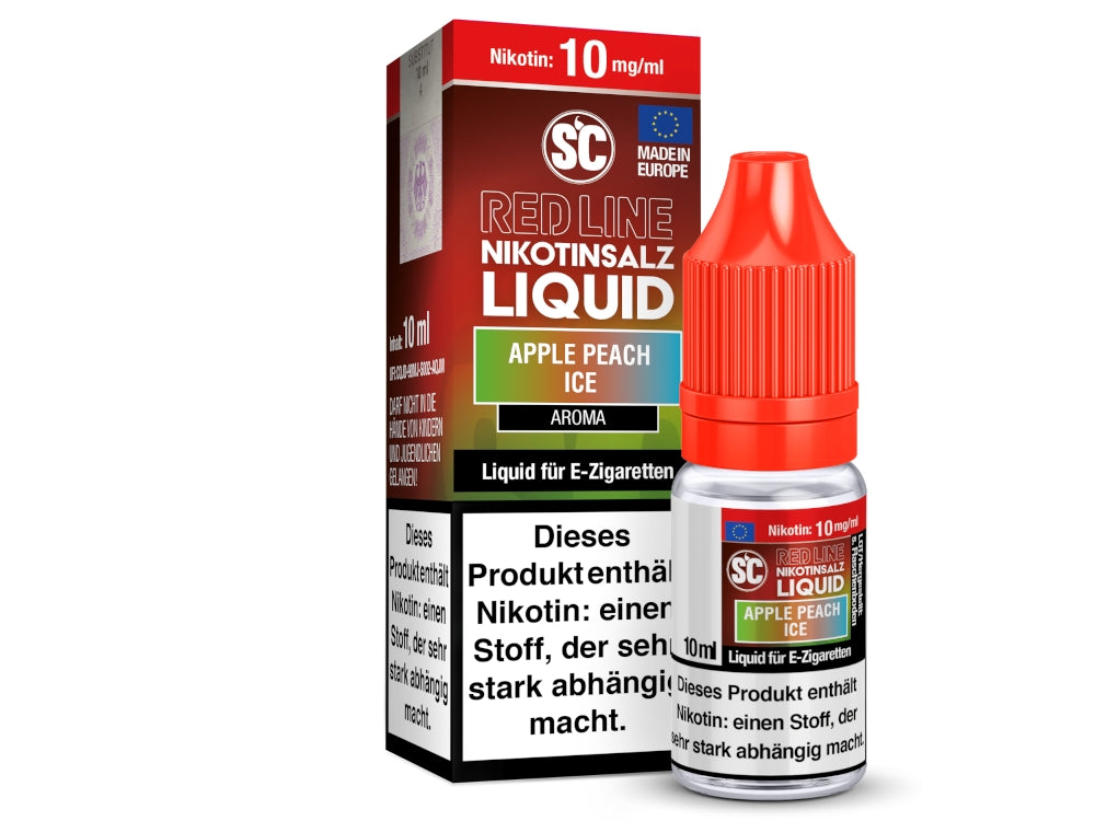 SC - Red Line - Apple Peach Ice - 10ml Fertigliquid (Nikotinfrei/Nikotinsalz)
