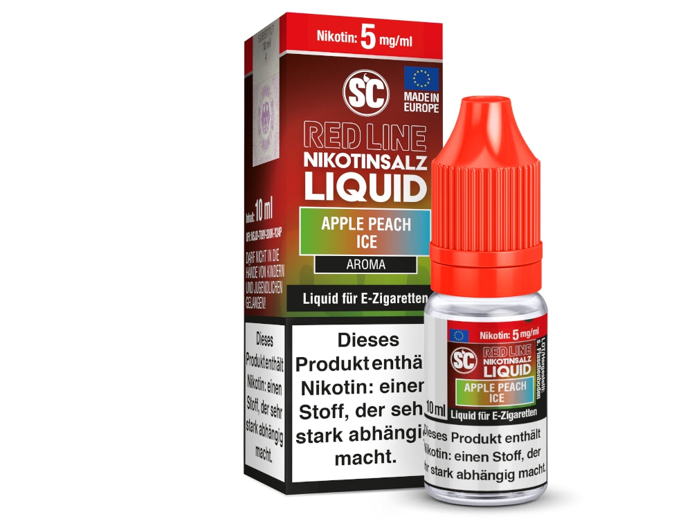 SC - Red Line - Apple Peach Ice - 10ml Fertigliquid (Nikotinfrei/Nikotinsalz)