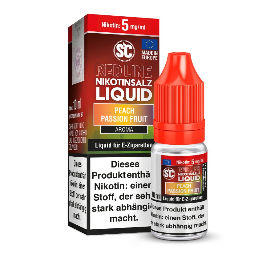 SC - Red Line - Peach Passion Fruit V2 - 10ml Fertigliquid (Nikotinfrei/Nikotinsalz)