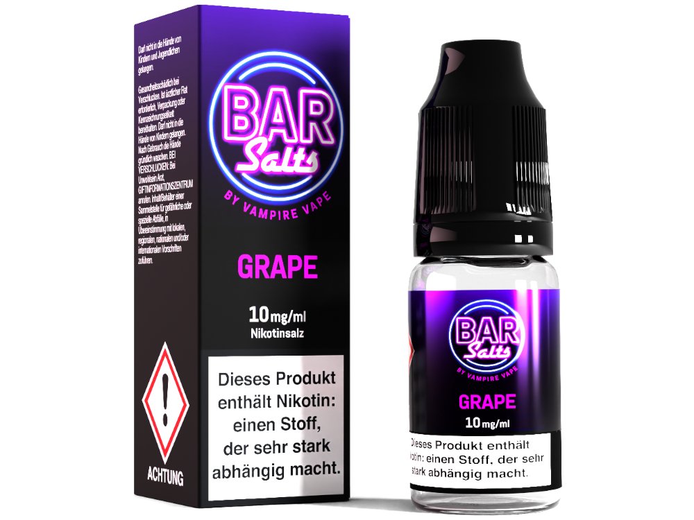 Vampire Vape - Bar Salts Grape - 10ml Fertigliquid (Nikotinsalz) - Grape 1er Packung 10 mg/ml - Vapes4you
