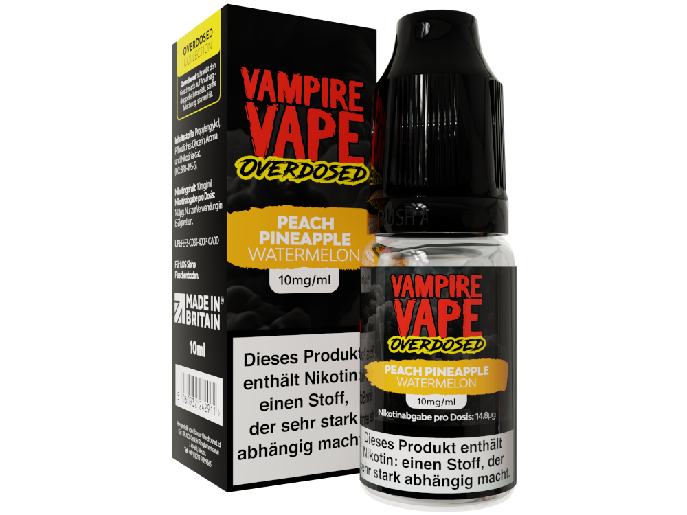 Vampire Vape Overdosed - Peach Pineapple Watermelon - 10ml Fertigliquid (Nikotinsalz)