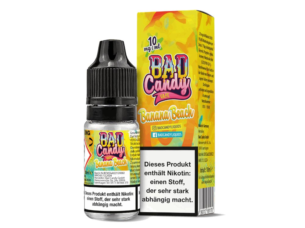Bad Candy Liquids - Banana Beach - 10ml Fertigliquid (Nikotinsalz) - 1er Packung 10 mg/ml - Vapes4you
