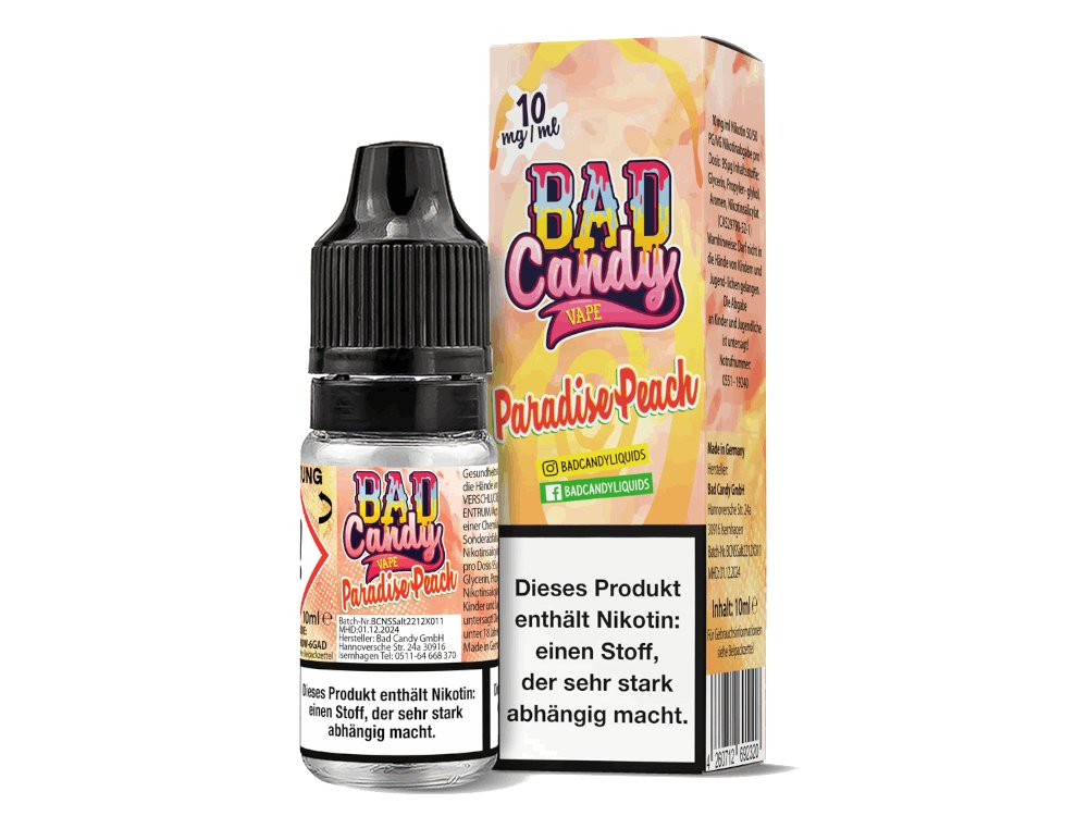 Bad Candy Liquids - Paradise Peach - 10ml Fertigliquid (Nikotinsalz) - 1er Packung 10 mg/ml - Vapes4you