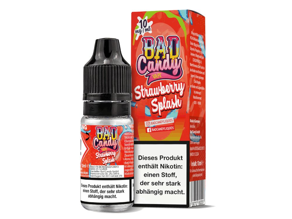 Bad Candy Liquids - Strawberry Splash - 10ml Fertigliquid (Nikotinsalz) - 1er Packung 10 mg/ml - Vapes4you