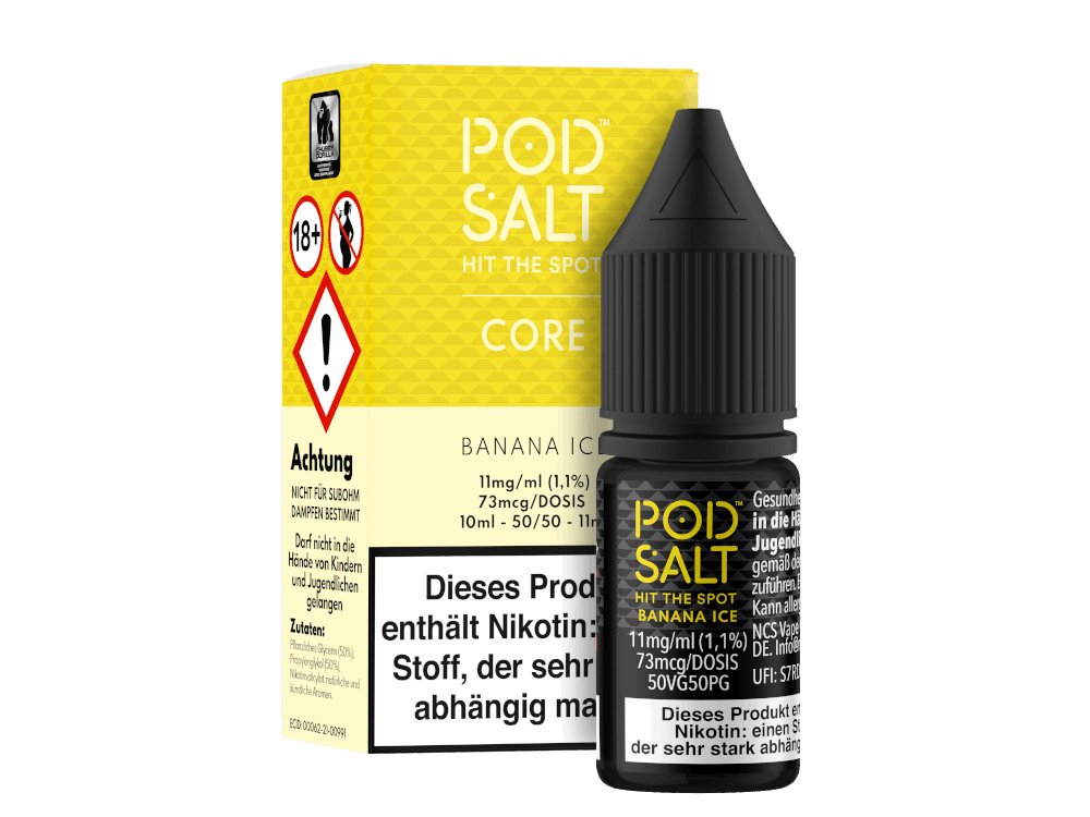 Pod Salt Core - Banana Ice - 10ml Fertigliquid (Nikotinsalz) - 1er Packung 11 mg/ml - Vapes4you