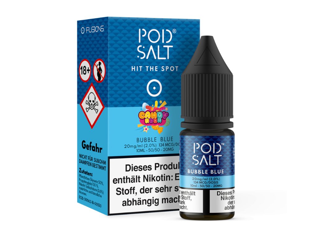 Pod Salt Fusion - Bubble Blue - 10ml Fertigliquid (Nikotinsalz) - 1er Packung 20 mg/ml - Vapes4you