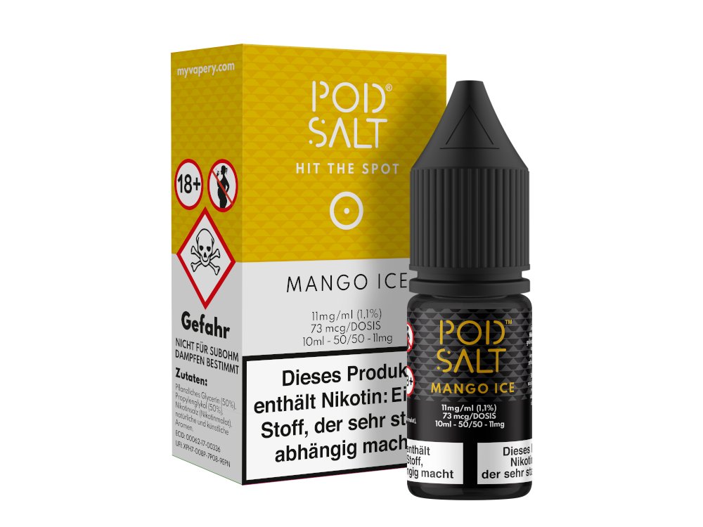 Pod Salt - Mango Ice - 10ml Fertigliquid (Nikotinsalz) - 1er Packung 11 mg/ml - Vapes4you