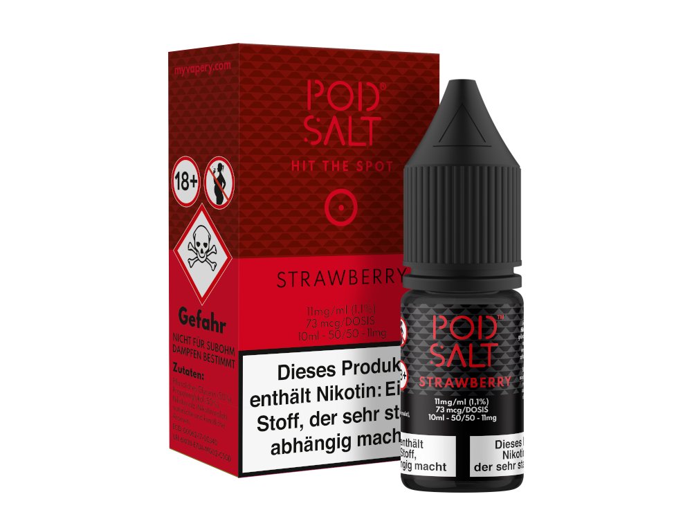 Pod Salt - Strawberry - 10ml Fertigliquid (Nikotinsalz) - 1er Packung 11 mg/ml - Vapes4you