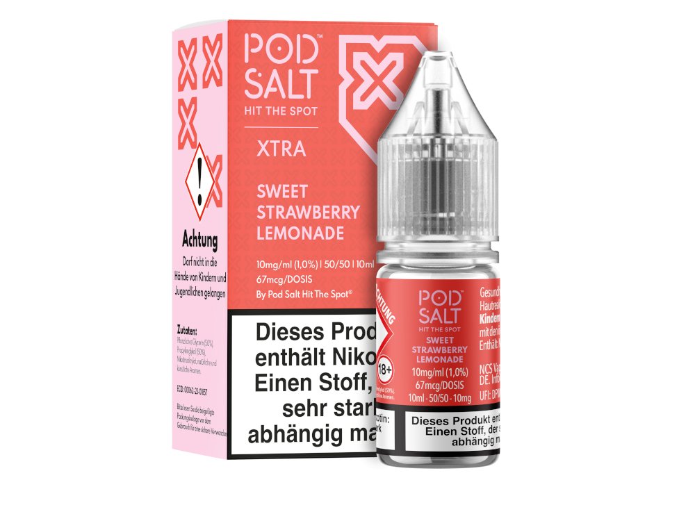 Pod Salt X - Sweet Strawberry Lemonade - 10ml Fertigliquid (Nikotinsalz) - Sweet Strawberry Lemonade 10 mg/ml- Vapes4you