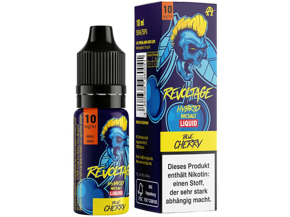 Revoltage - Blue Cherry - 10ml Fertigliquid (Hybrid Nikotinsalz) - Blue Cherry 1er Packung 10 mg/ml- Vapes4you