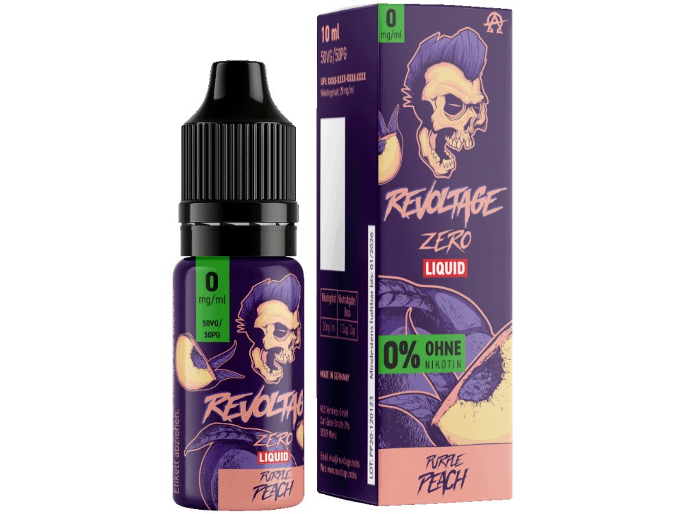 Revoltage - Purple Peach - 10ml Fertigliquid (Nikotinfrei/Hybrid Nikotinsalz) - 1er Packung 10 mg/ml - Vapes4you
