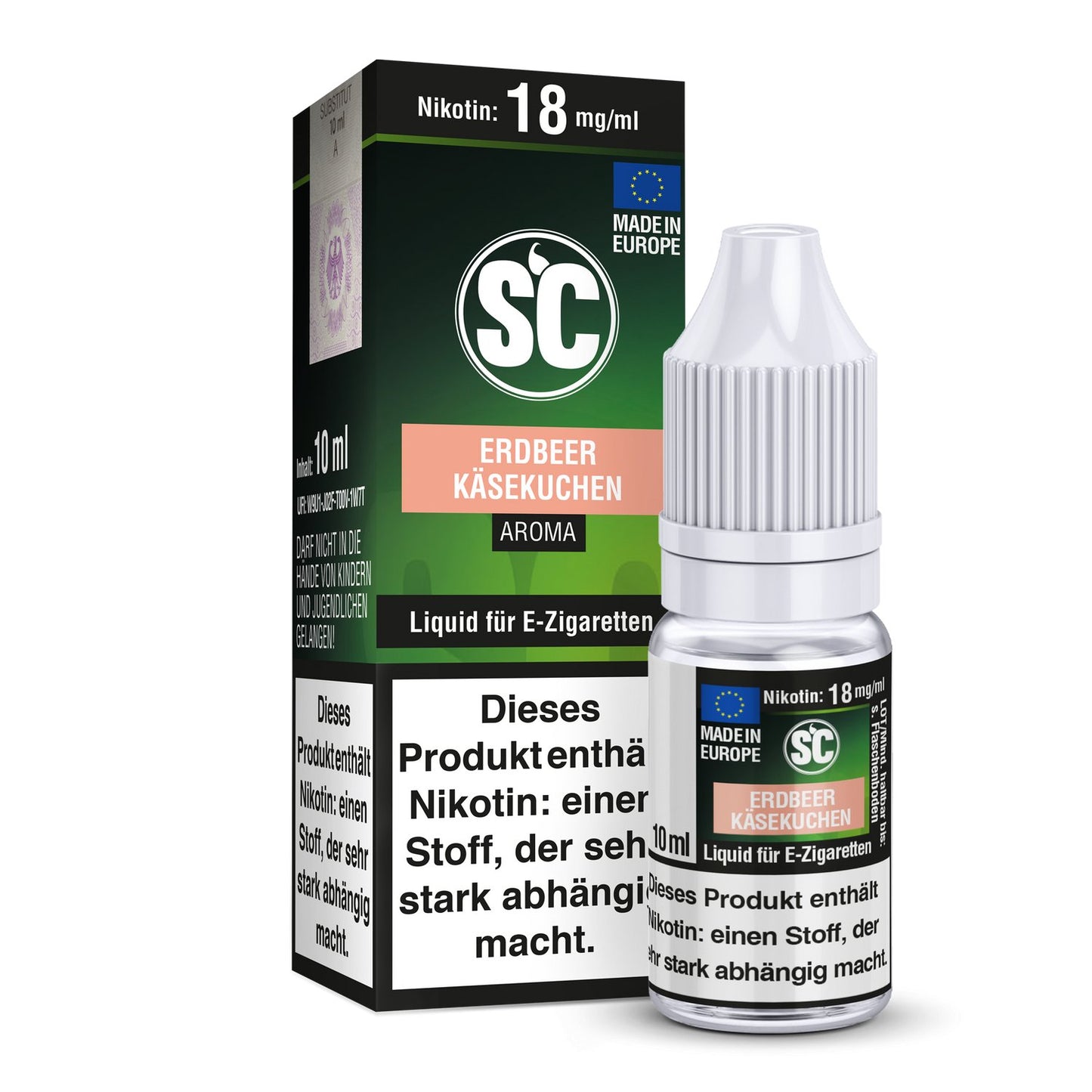 SC - Erdbeer Käsekuchen - 10ml Fertigliquid (Nikotinfrei/Nikotin) - 1er Packung 0 mg/ml - Vapes4you
