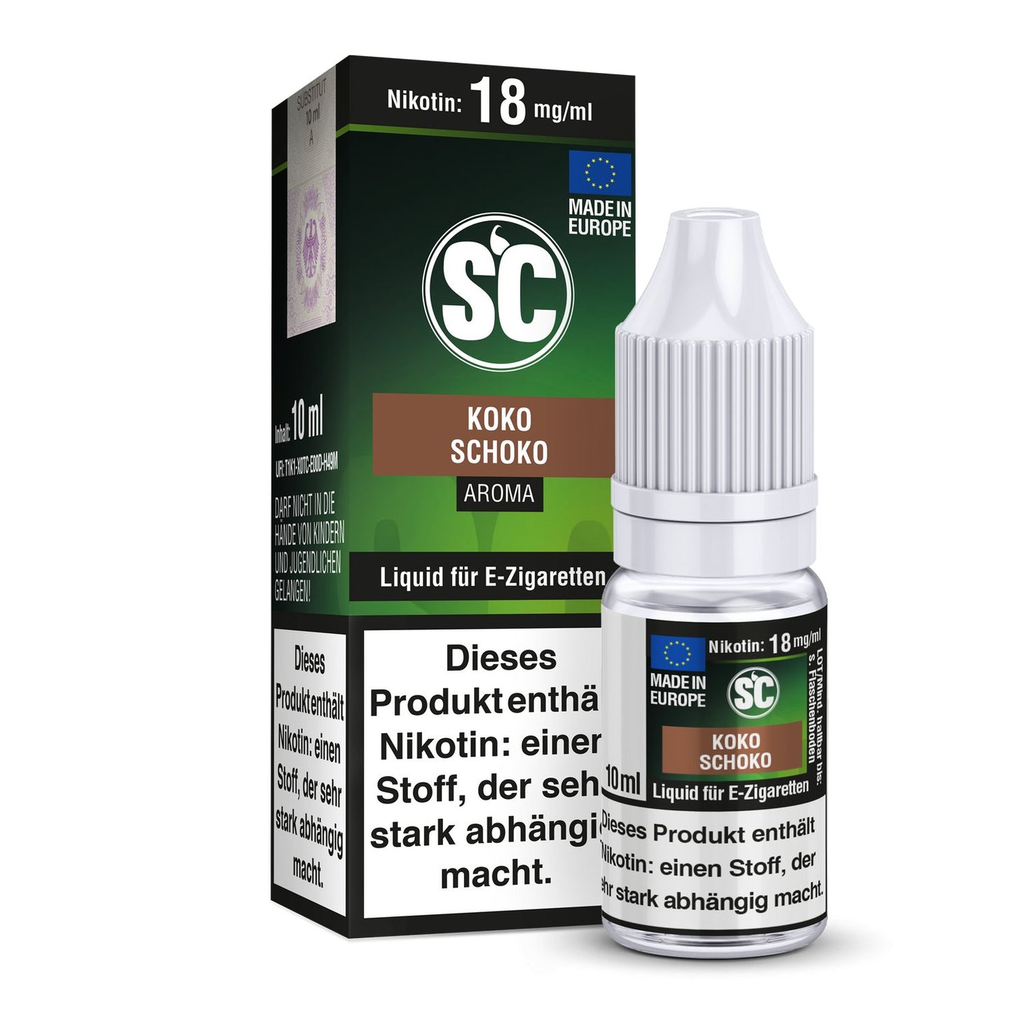 SC - Kokos Schokolade - 10ml Fertigliquid (Nikotinfrei/Nikotin) - 1er Packung 18 mg/ml - Vapes4you