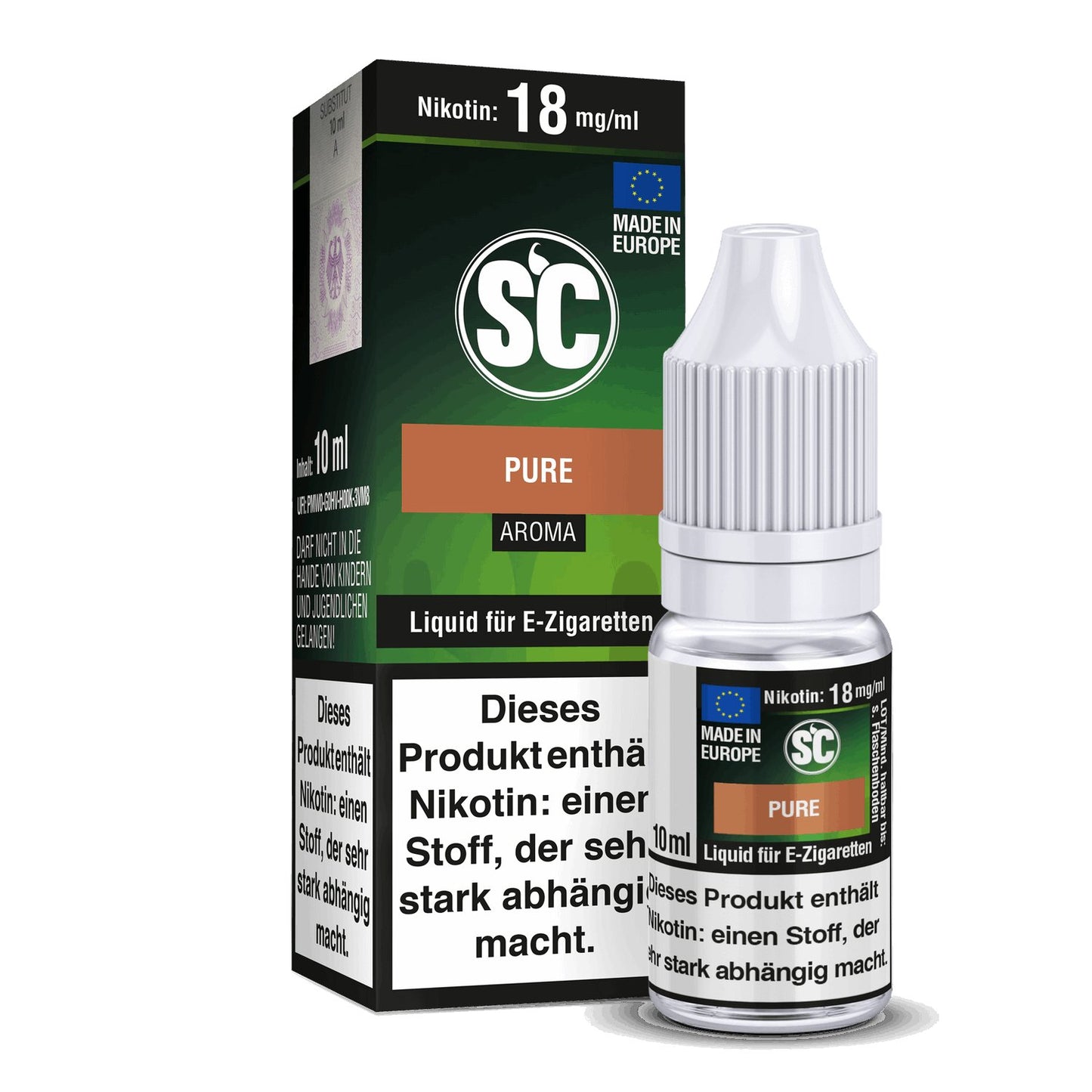 SC - Pure Tabakaroma - 10ml Fertigliquid (Nikotinfrei/Nikotin) - 1er Packung 12 mg/ml - Vapes4you