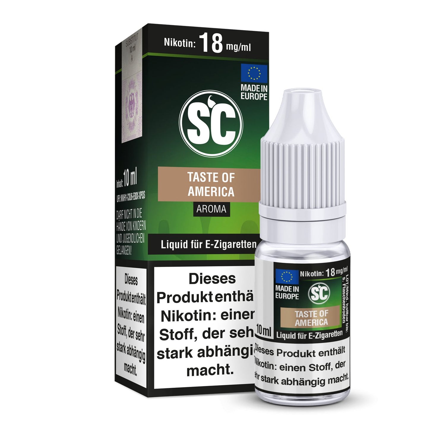SC - Taste of America Tabak - 10ml Fertigliquid (Nikotinfrei/Nikotin) - 1er Packung 0 mg/ml - Vapes4you