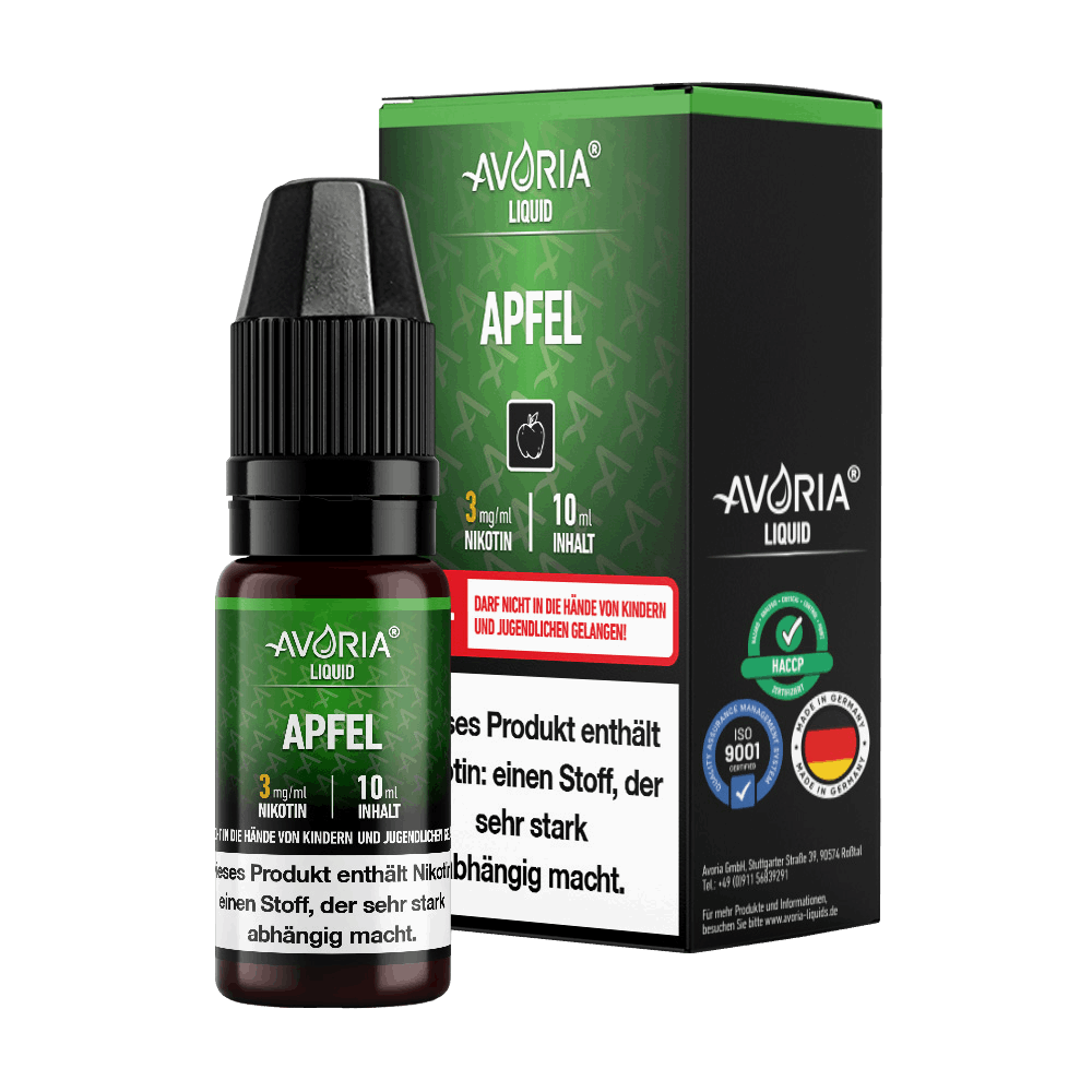 Avoria - Apfel - 10ml Fertigliquid (Nikotinfrei/Nikotin)