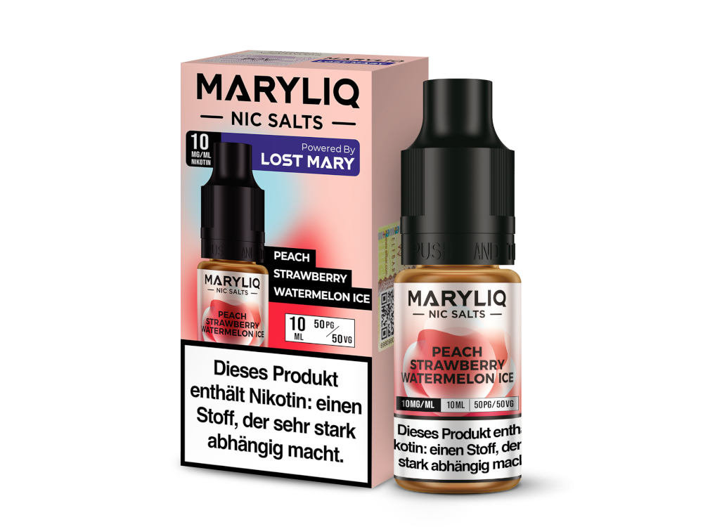 MARYLIQ - Peach Strawberry Watermelon Ice - 10ml Fertigliquid (Nikotinsalz)