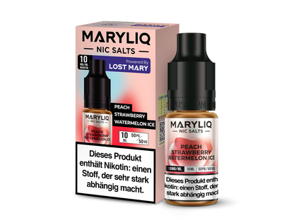 MARYLIQ - Peach Strawberry Watermelon Ice - 10ml Fertigliquid (Nikotinsalz)