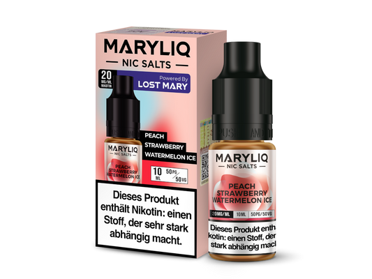 MARYLIQ - Peach Strawberry Watermelon Ice - 10ml Fertigliquid (Nikotinsalz)